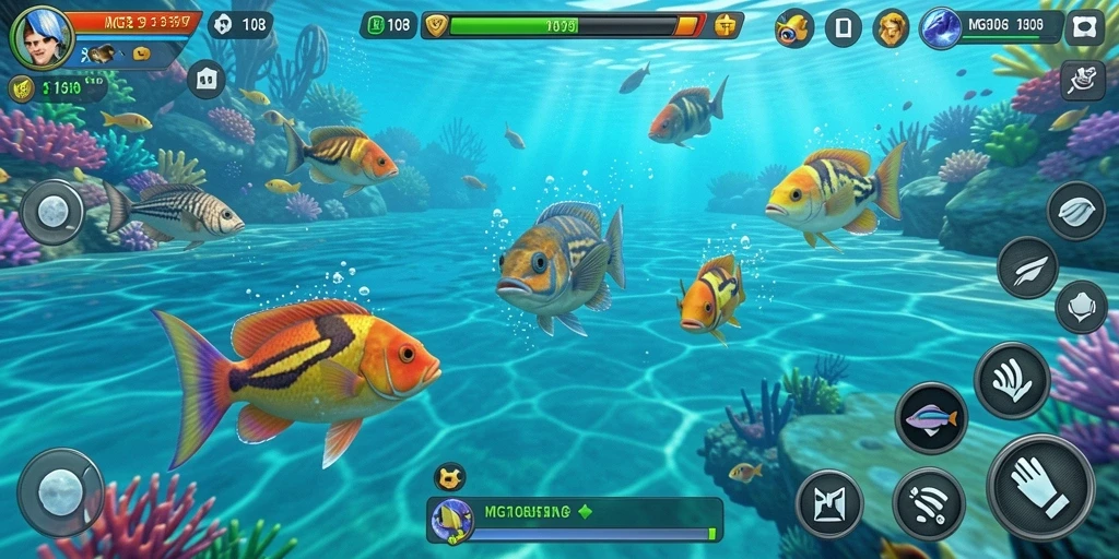 Tampilan gameplay seru di MG108 dengan grafis menarik dan aksi tembak ikan.