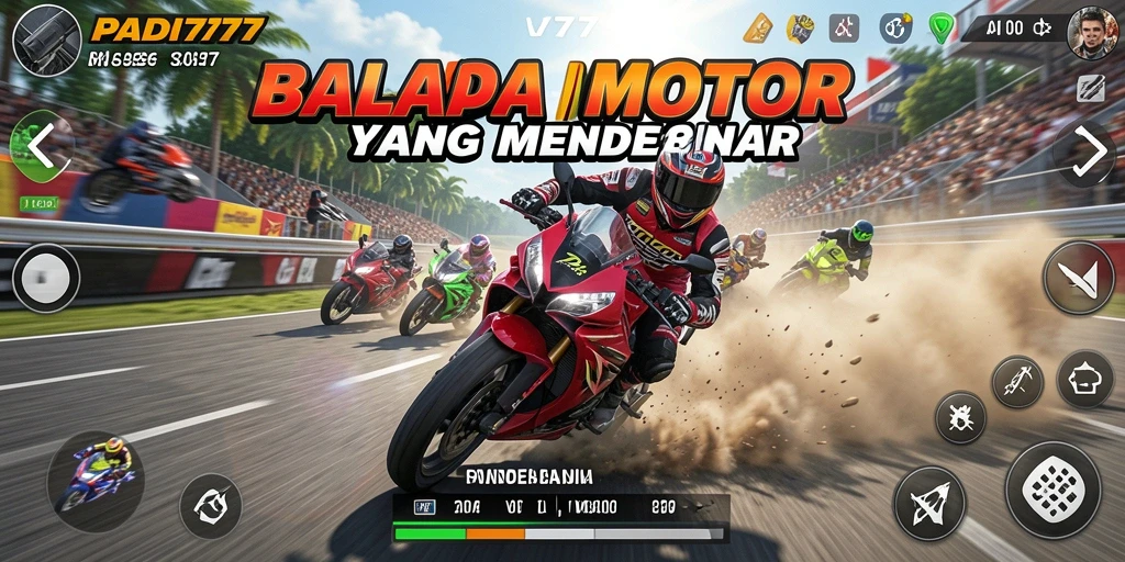 Gameplay menarik dari PADI777 dengan balapan motor yang seru.